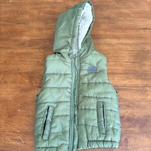 Toddlers Olive Hooded Puffer Vest 3T